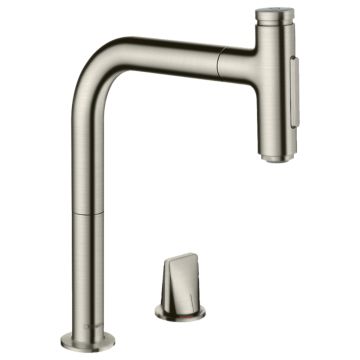 Keittiöhana Hansgrohe Metris Select M71 200 ruostumatonta terästä ulos vedettävällä käsisuihkulla
