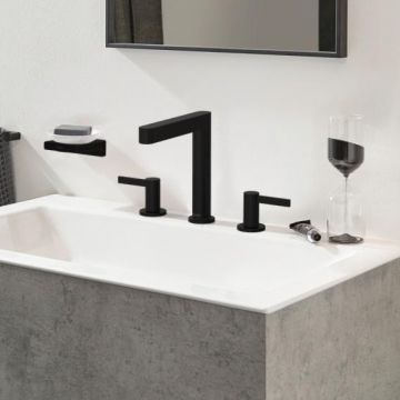 Hansgrohe Finoris 160 pesuallashana, mattamusta, 3-osainen, ponnahdusjätteellä