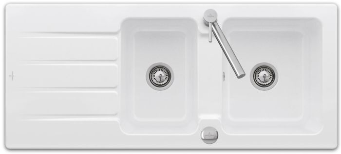 Villeroy & Boch Architectura 80 Sisäänrakennettu pesuallas, mukana Jätejärjestelmän ponnahdusikkuna, keraaminen, 1160 x 510 mm, valkoinen Alpin CeramicPlus 338002R1