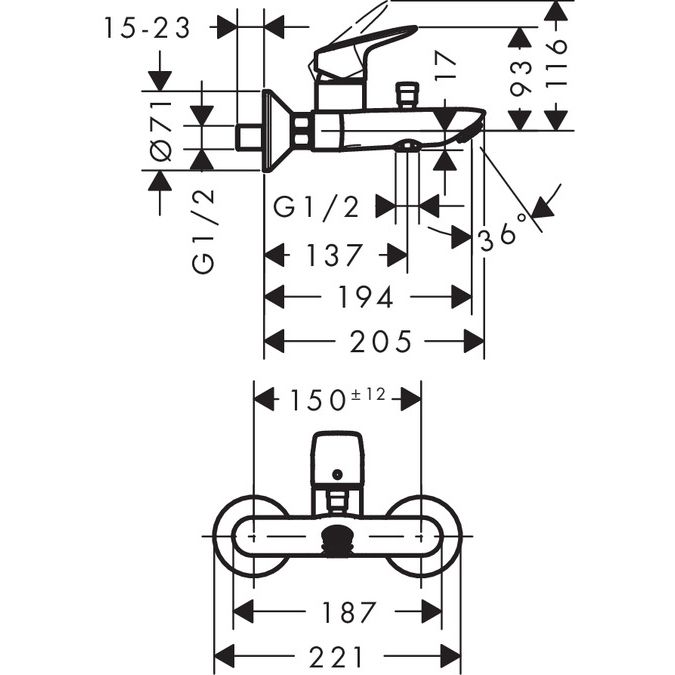Hansgrohe Logis kylpy- ja suihkuhana