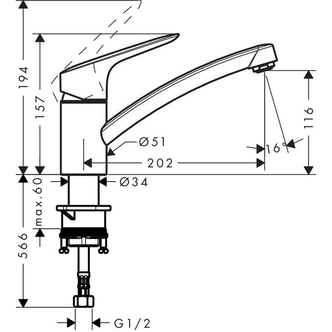 Keittiöhana Hansgrohe Logis 120