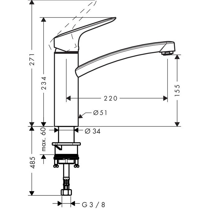 Keittiöhana Hansgrohe Logis 160