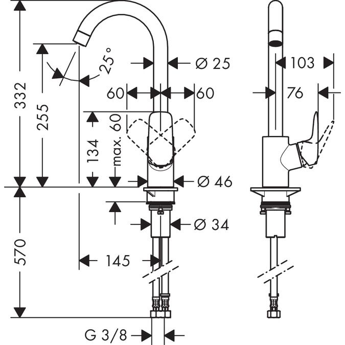 Keittiöhana Hansgrohe Logis 260