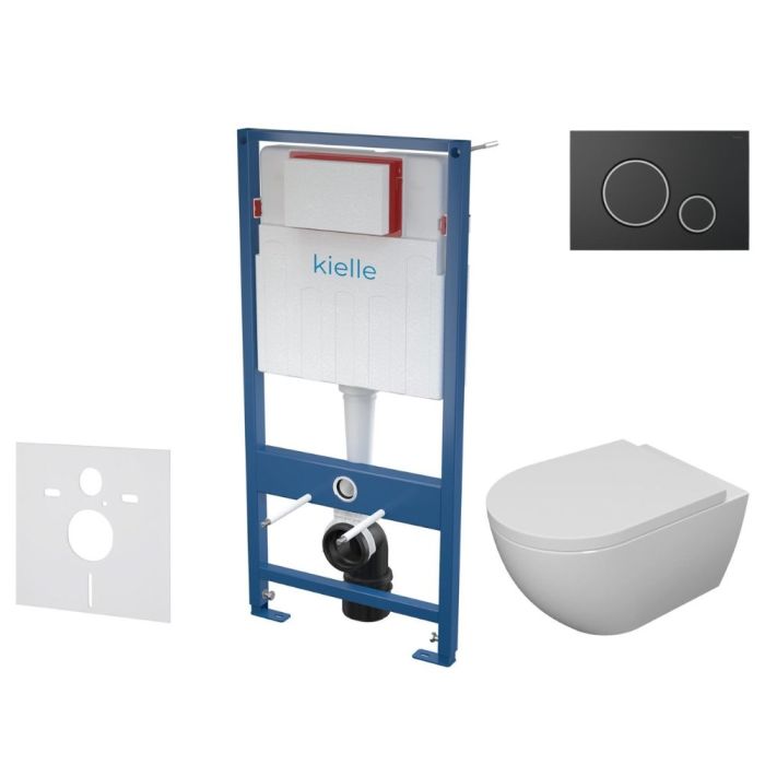 Seinä-wc-runkosarja Kielle Genesis + Gemini II matta musta/kromi 4in1