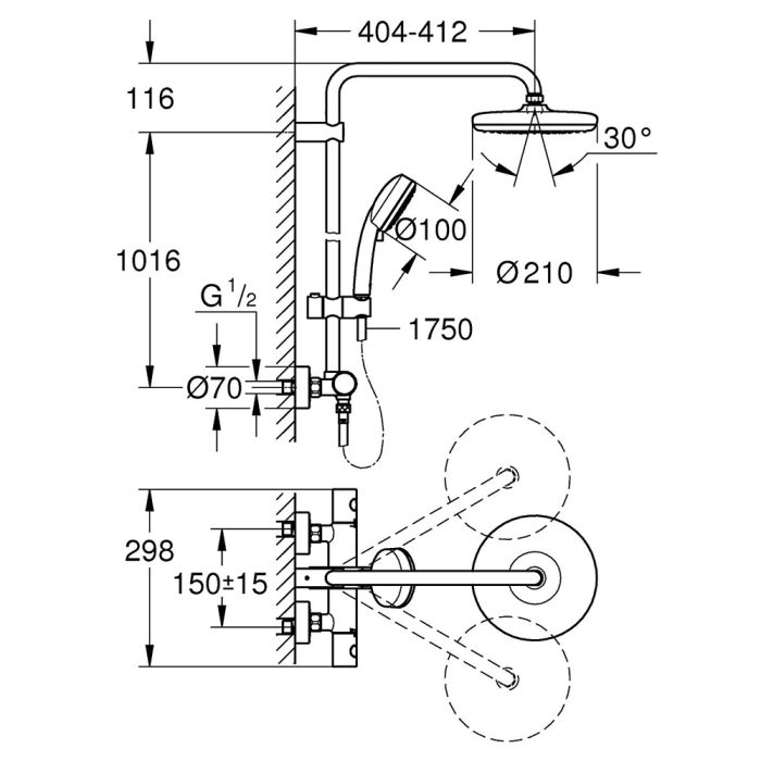 Dušikomplekt Grohe Tempesta Cosmopolitan System 210