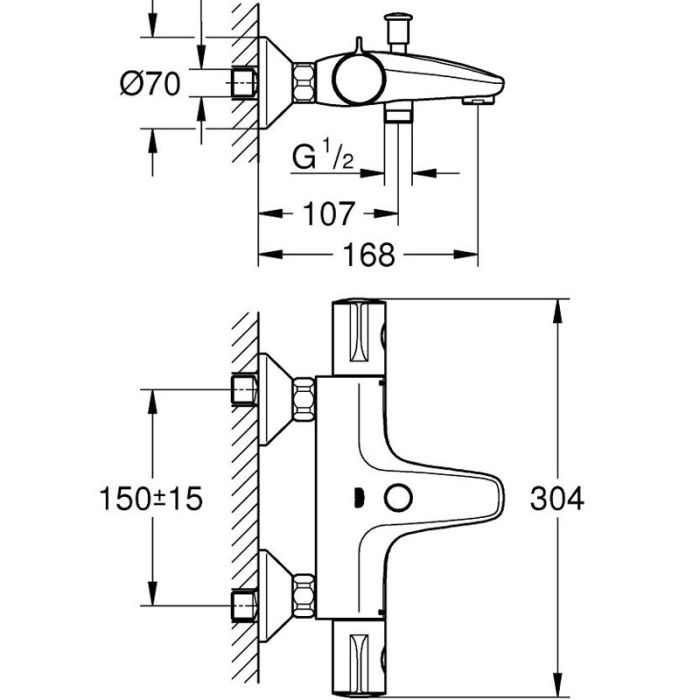 Termostaattinen kylpy- ja suihkuhana Grohe Grohtherm 800
