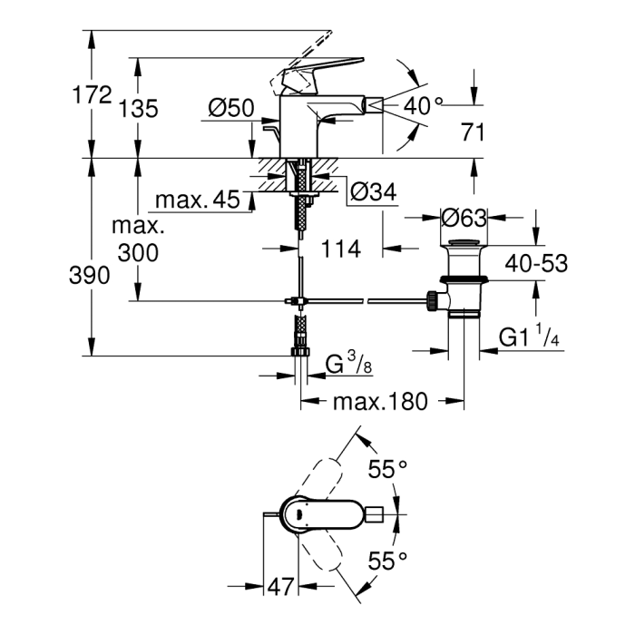 Bideehana Grohe Eurosmart Cosmopolitan S-koko