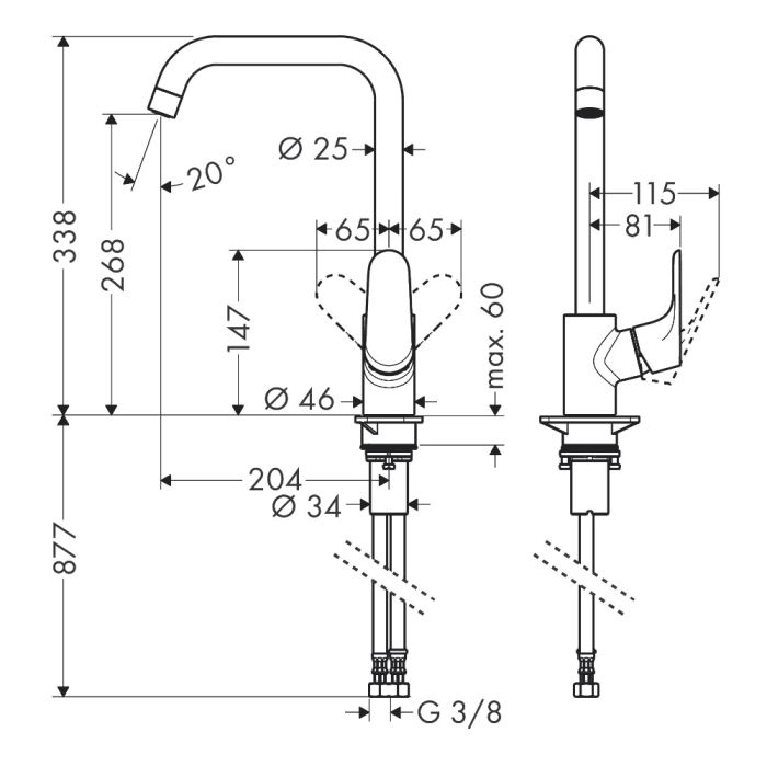 Keittiöhana Hansgrohe Focus M41 260 mattamusta