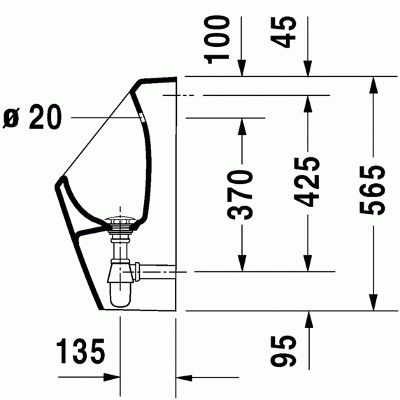Pisuaari Duravit D-Code reunaton 082930 piiloliitännällä