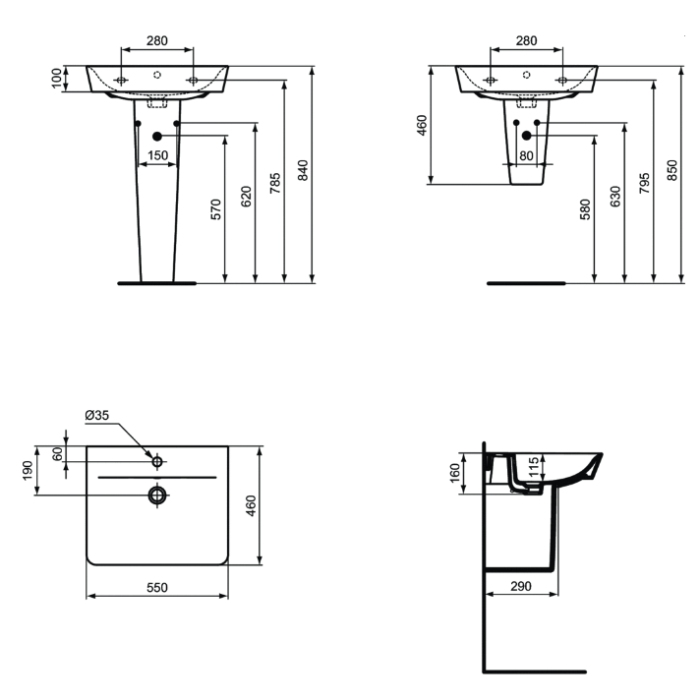 Kylpyhuoneen pesuallas Ideal Standard Connect Air Cube E0742