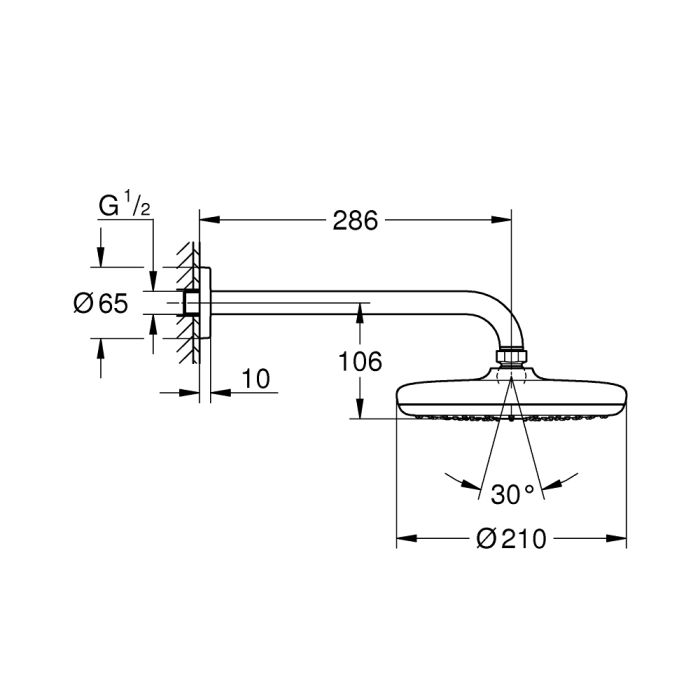 Sadesuihku Grohe Tempesta 210