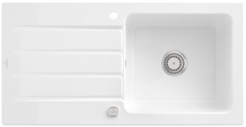 Villeroy & Boch Architectura 60 Sisäänrakennettu pesuallas, mukana Jätejärjestelmän ponnahdusikkuna, keraaminen, 1000 x 510 mm, valkoinen Alpin CeramicPlus