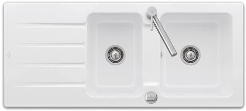 Villeroy & Boch Architectura 80 Sisäänrakennettu pesuallas, mukana Jätejärjestelmän ponnahdusikkuna, keraaminen, 1160 x 510 mm, valkoinen Alpin CeramicPlus 338002R1