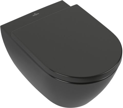 Villeroy & Boch Subway 2.0 Washdown toilet, rimless, wall-mounted, Ebony CeramicPlus 5614R0S5